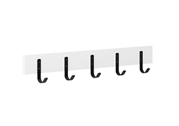 CABIDEIRO SIMPLES BRANCO COM 5 GANCHOS PRETOS 60CM