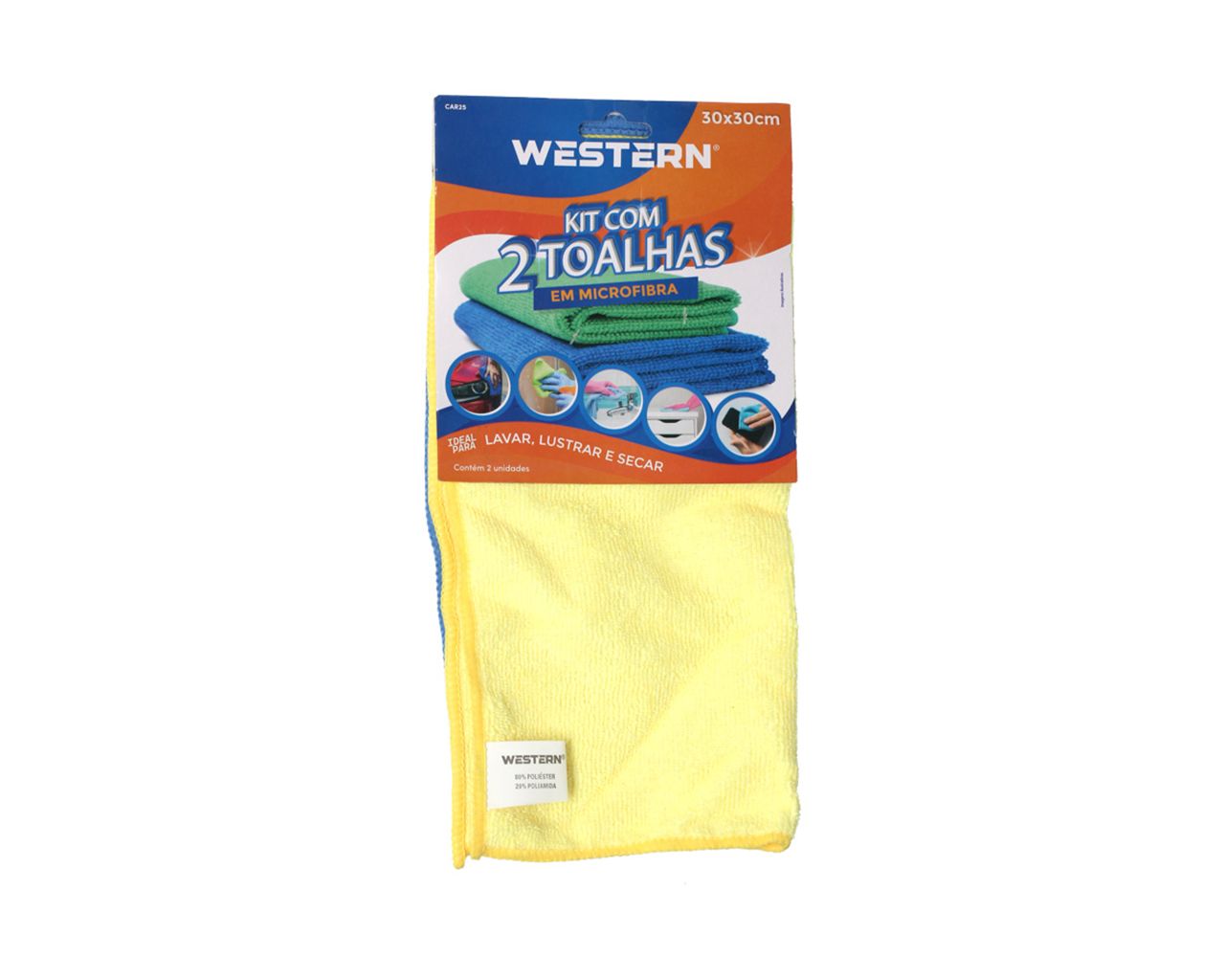 TOALHA MICROFIBRA 30X30CM COM 2 PCS BLISTER