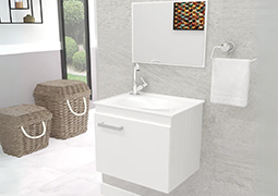 GABINETE BARI BRANCO COM CUBA E ESPELHEIRA 45X43X35CM