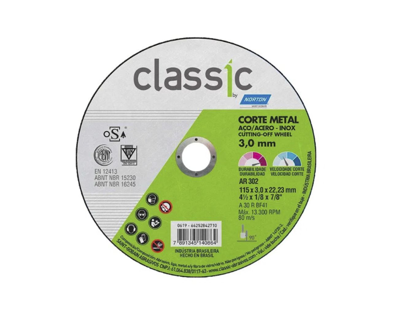 DISCO DE CORTE PARA FERRO MAXI AR302 4.1/2x1/8x7/8