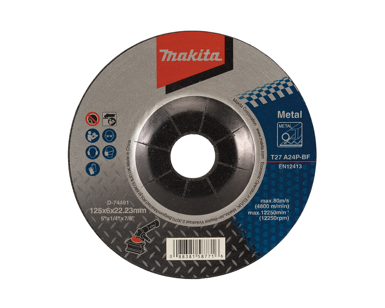 DISCO DE DESBASTE METAL 125 x 6.0 x 22.23 D-74491
