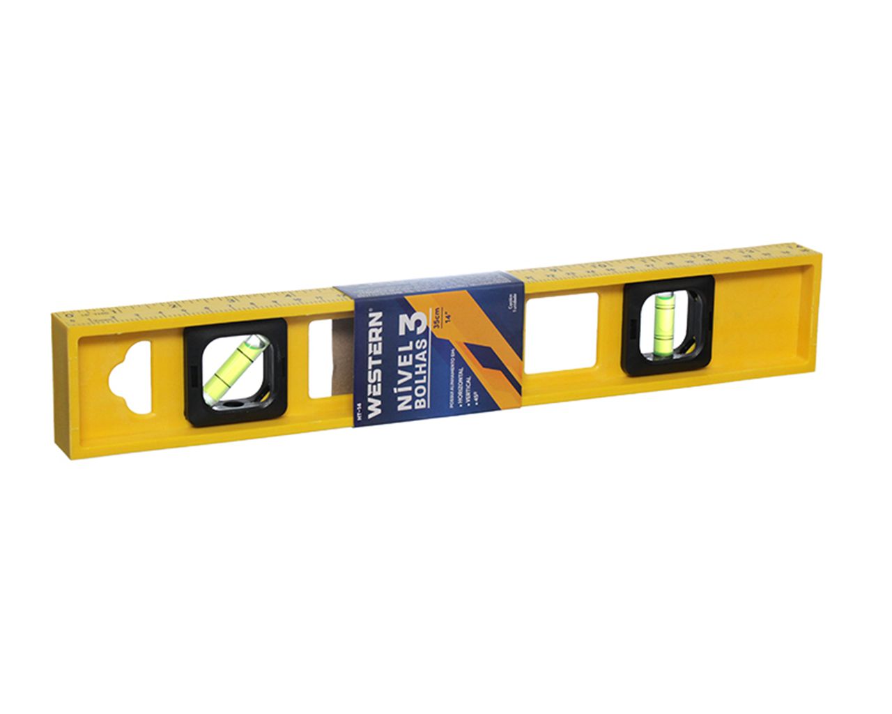 NIVEL PLÁSTICO 3 BOLHAS COM ESCALA 35CM HT-14