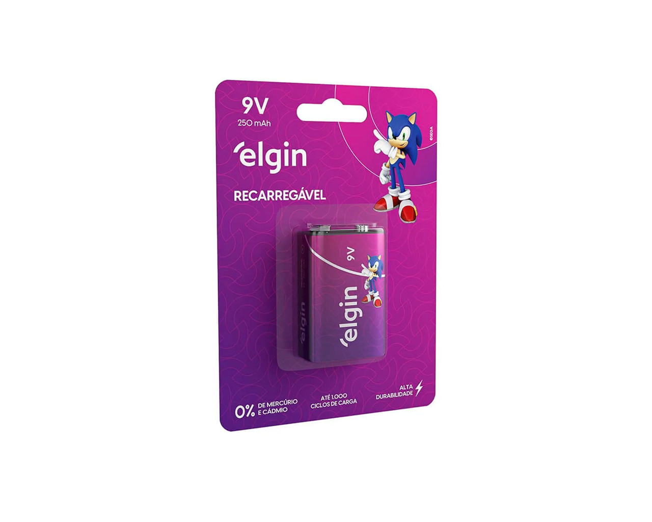 BATERIA RECARREGAVEL ELGIN SONIC 9V BLISTER