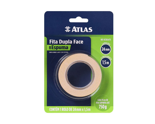 FITA DUPLA FACE ESPUMA 24MM x 1,5M AT2824/15