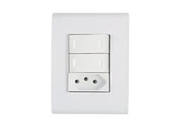 CONJ 4X2 COM 2 INTERRUPTORES SIMPLES + 1 TOMADA 10A LIZ