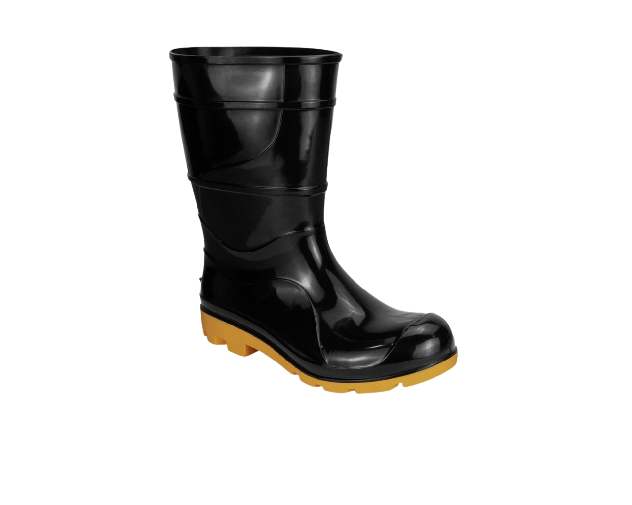 BOTA DE PVC PRETA SOLA AMA. CANO MÉDIO 44/45