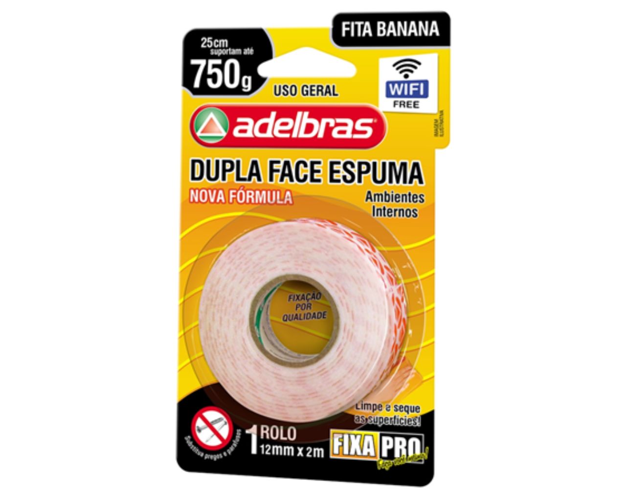 FITA DUPLA FACE ESP BANANINHA FIXA PRO 12MMX2M 941