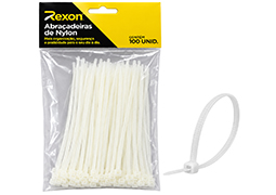 ABRACADEIRA NYLON 7,6MMX400MM BRANCA 100PCS BLISTER