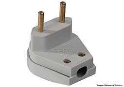 PLUG MACHO FORTE 2P 10A 250V CINZA