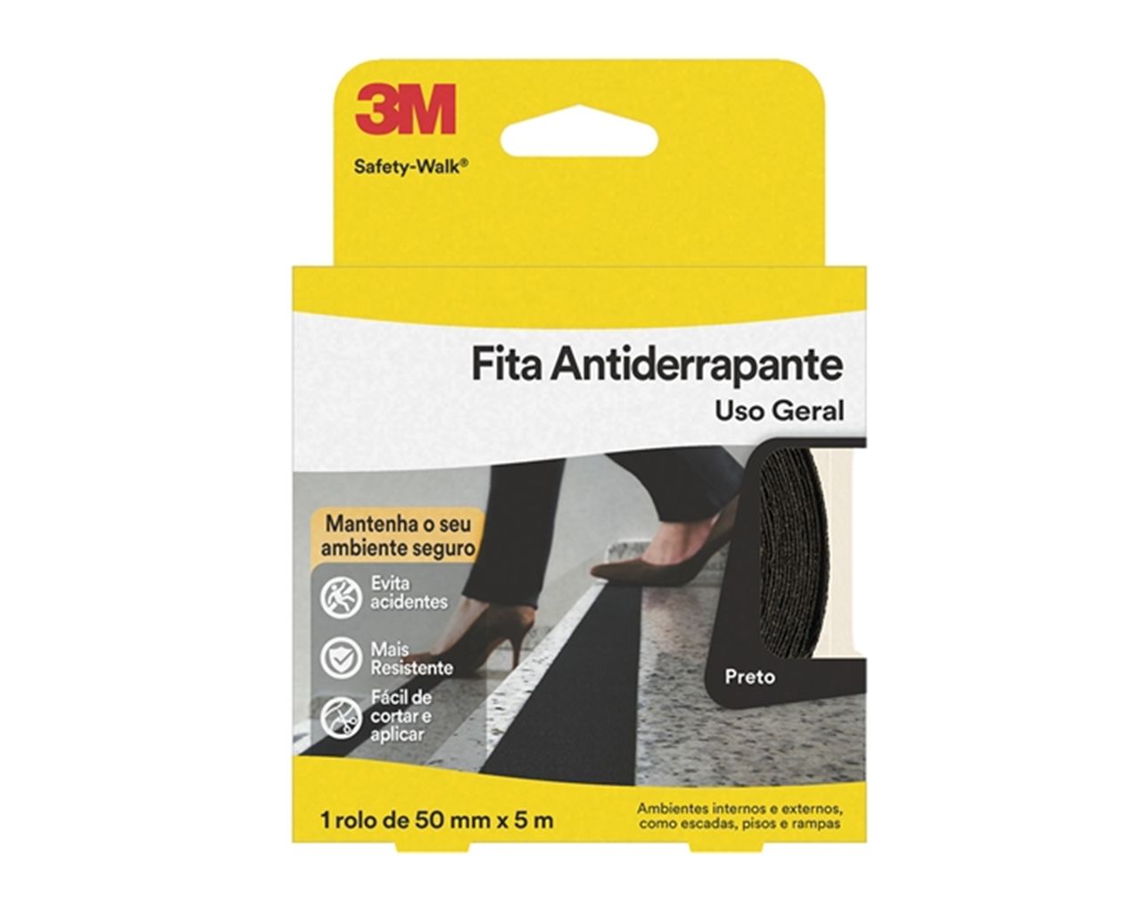FITA ANTIDERRAPANTE SAFETY WALK 50MMx5M PRETA BLISTER