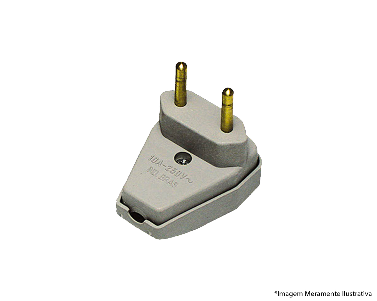 PLUG MACHO GIGANTE BIPOLAR 2P 10A CINZA