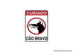 PLACA DE SINALIZAÇÃO PVC CUIDADO CÃO BRAVO 20x30CM