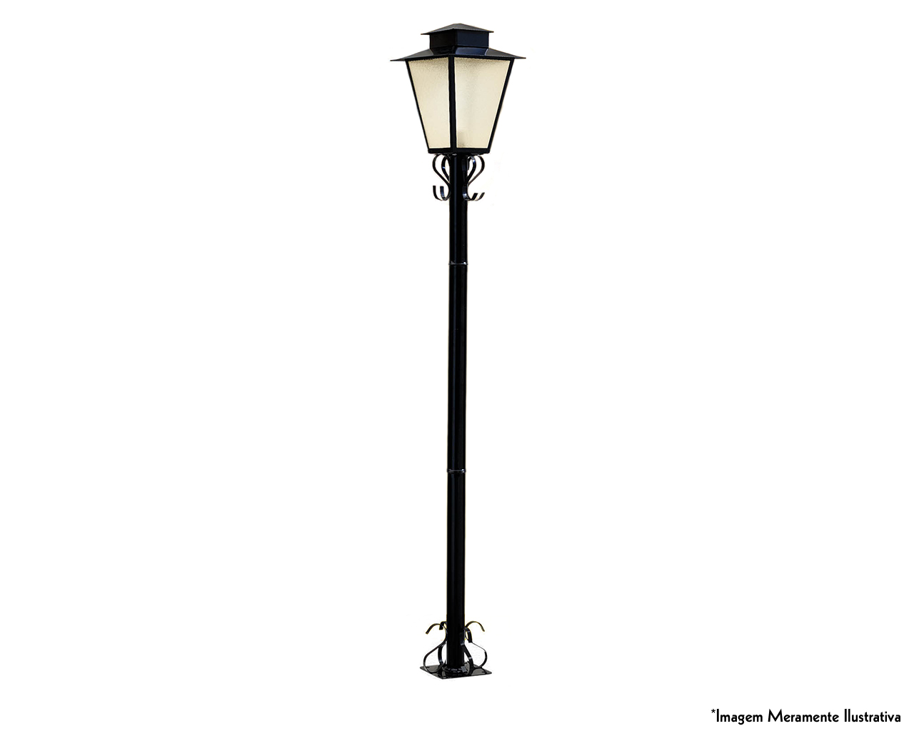 POSTE PARA JARDIM COLONIAL VIDRO QUADRADO 1,76M P3