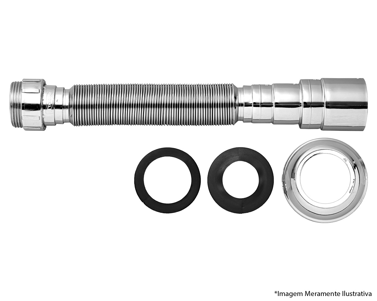 SIFÃO FLEXÍVEL UNIVERSAL CROMADO BLISTER